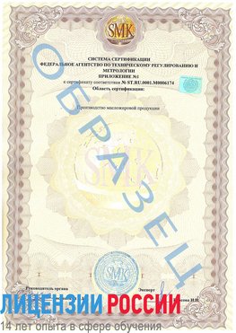Образец сертификата соответствия (приложение) Романовская Сертификат ISO 22000